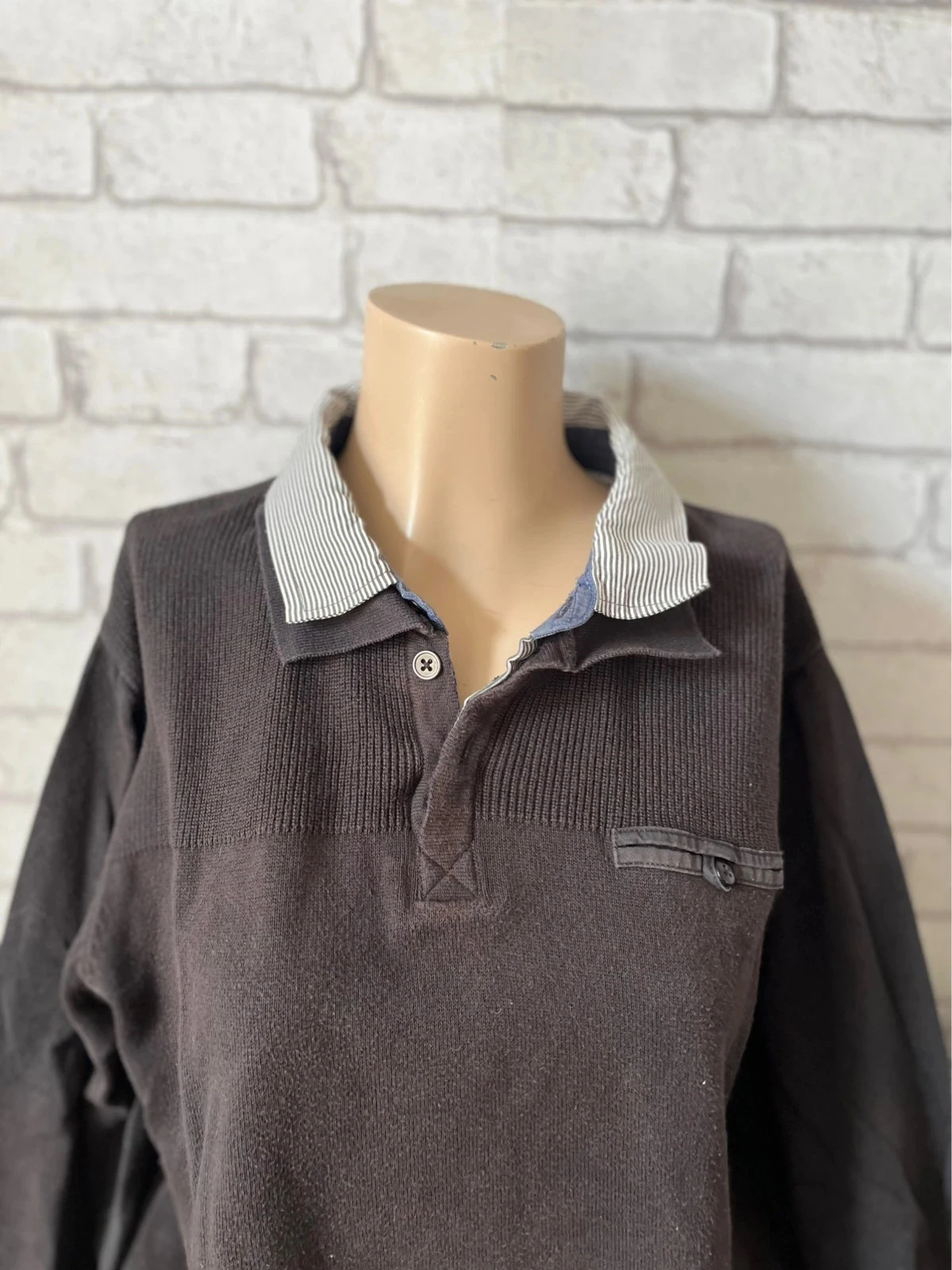 Pull polo manches longues gris – Taille 38 – photo 2